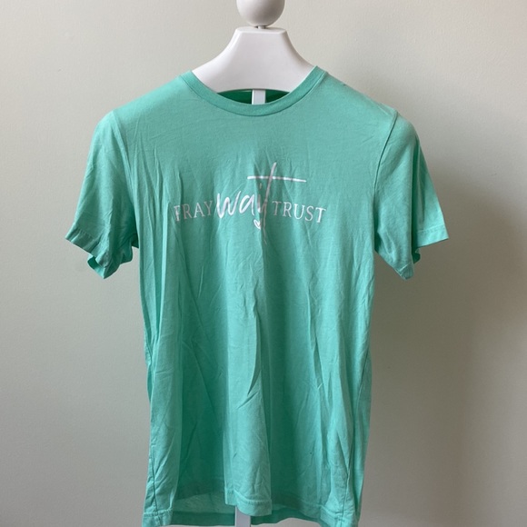 Bella+Canvas Pray Wait Trust Teal T-Shirt - Picture 2 of 10